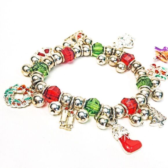 Christmas Charm Bundle: Bracelet & 2 Pairs Holiday Dangles - Picture 4 of 11